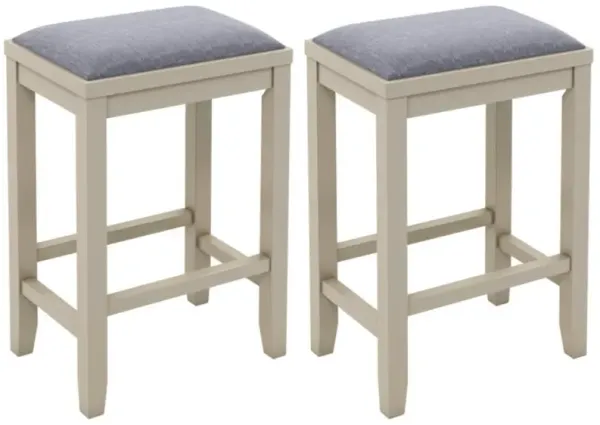 Hivvago 2 Pieces 25 Inch Upholstered Bar Stool Set with Solid Rubber Wood Frame and Footrest