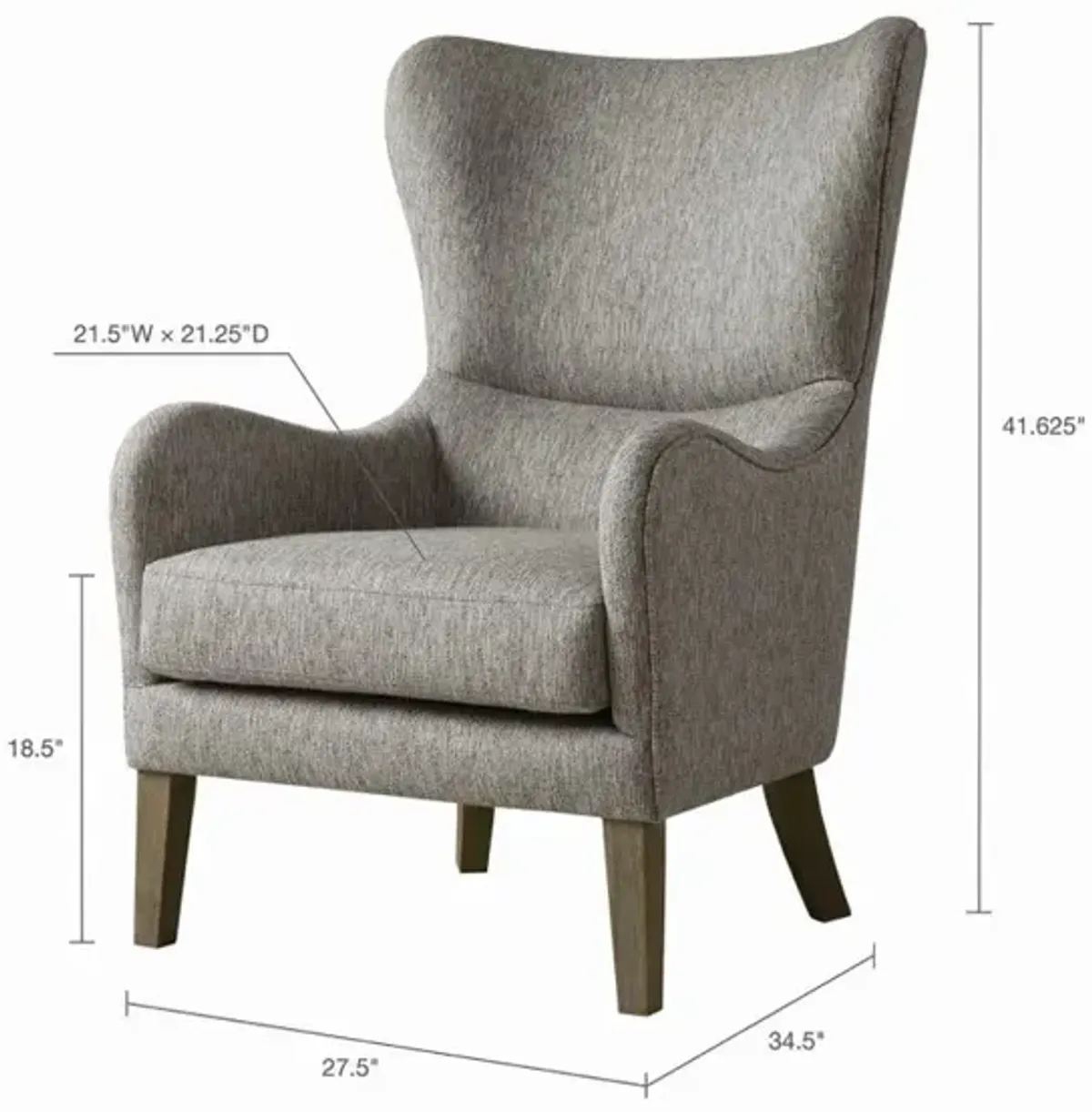 Madison Park Arianna Swoop Wing Chair,FPF18-0429