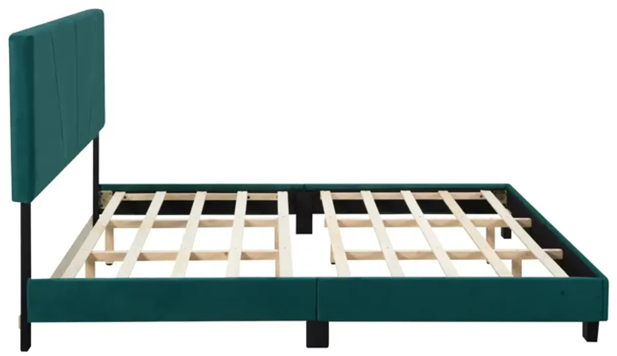 Wood Frame Queen Upholstered Platform Bed