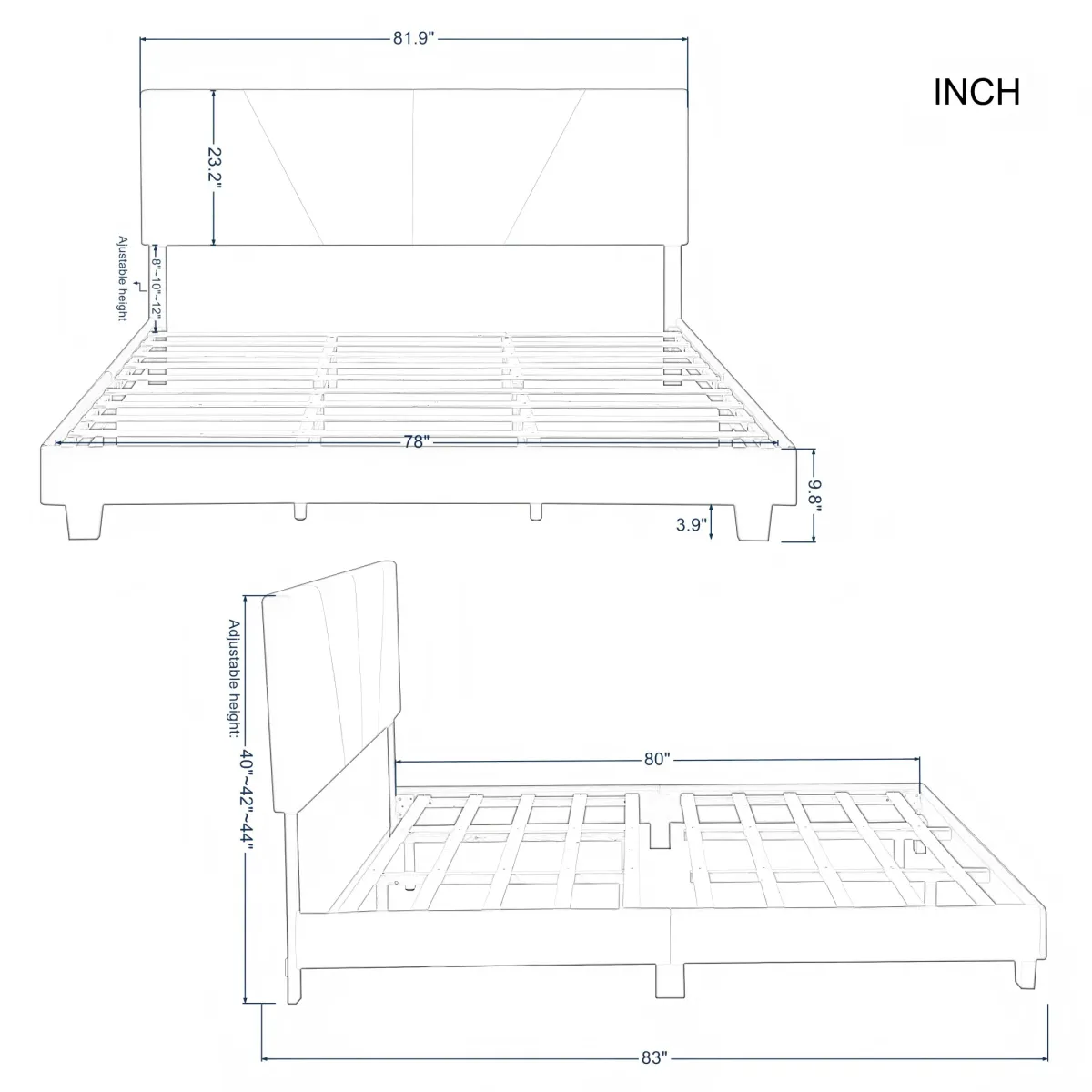 Wood Frame Queen Upholstered Platform Bed