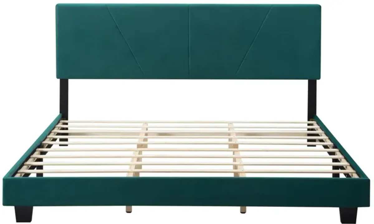 Wood Frame Queen Upholstered Platform Bed