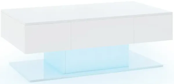 Modern LED Coffee Table with 20 Color LED Lights and 2 Storage Drawers