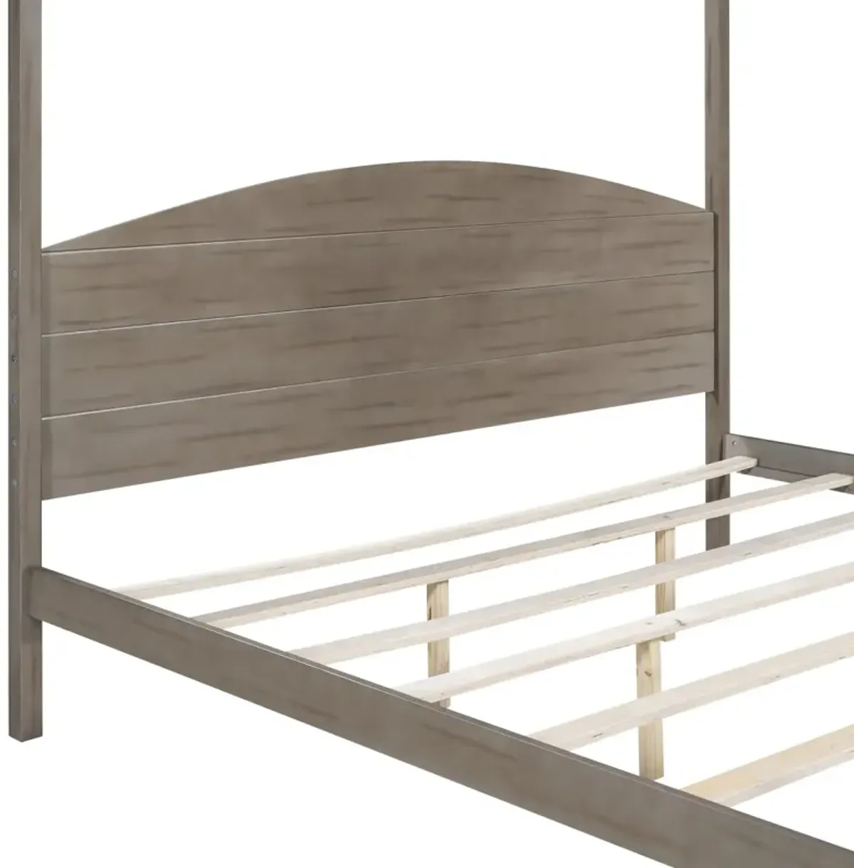 King Size Canopy Platform Bed With Headboard And Support Legs, Wash