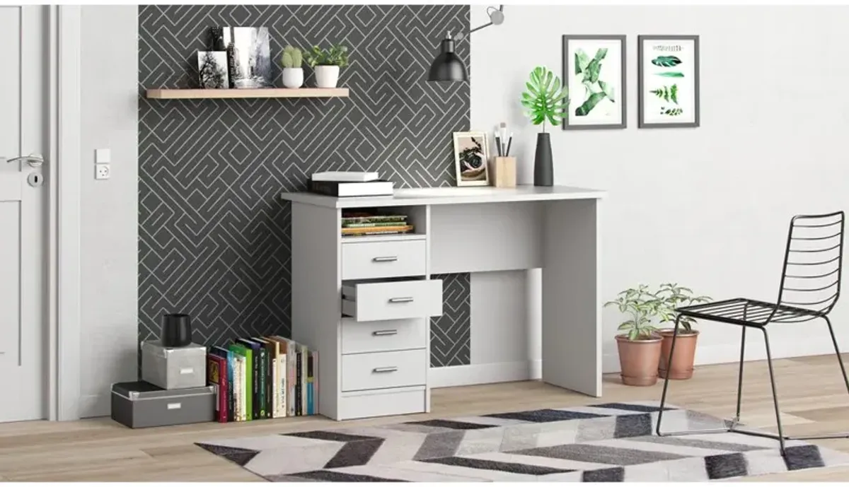 Tvilum Warner Desk with 4 Drawers, White