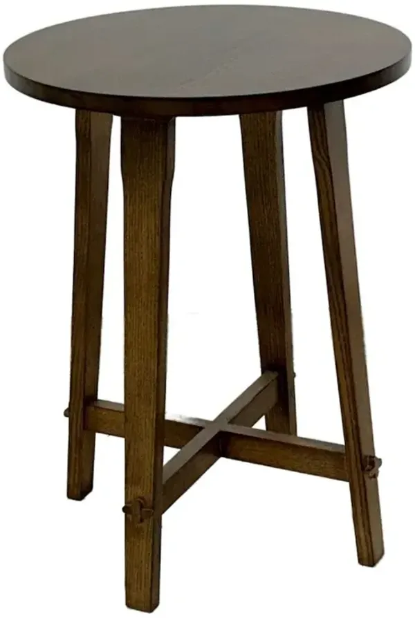Crafters and Weavers Arts and Crafts / Mission Style Oak Round End Table - Walnut