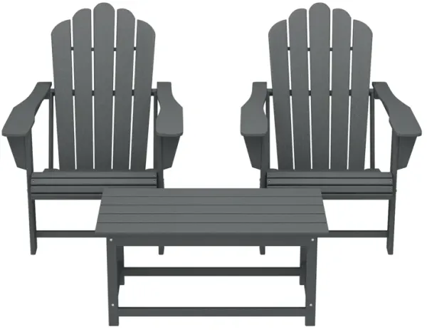 WestinTrends 3-Piece Adirondack Chairs with Cup Holders and Coffee Table Set