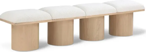 Meridian Furniture Pavilion Cream Boucle Fabric Bench