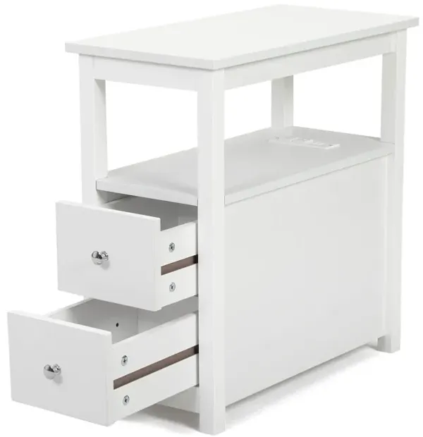 Streamdale White End Table with Charging Station