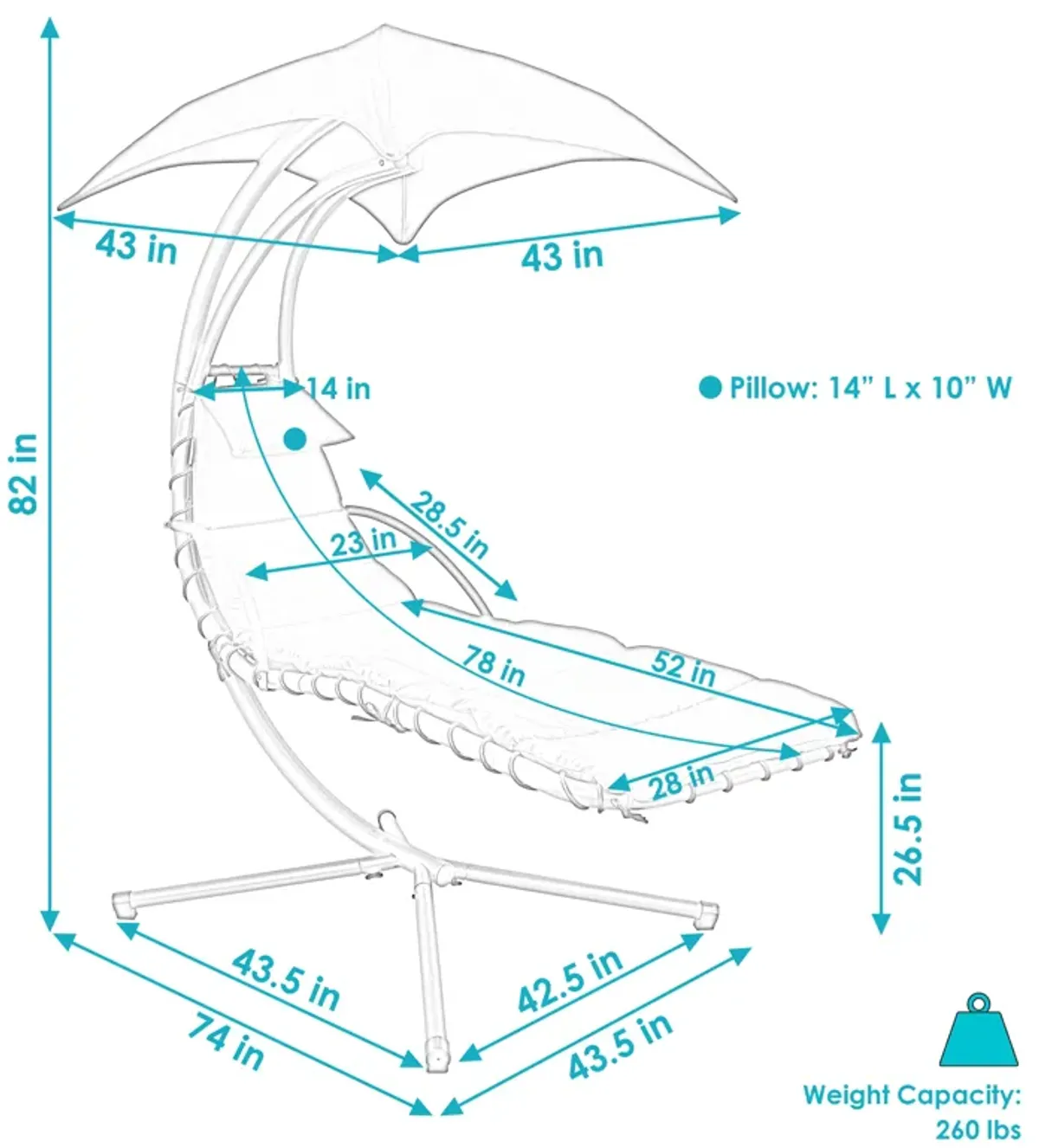 Sunnydaze Floating Chaise Lounge Chair with Umbrella