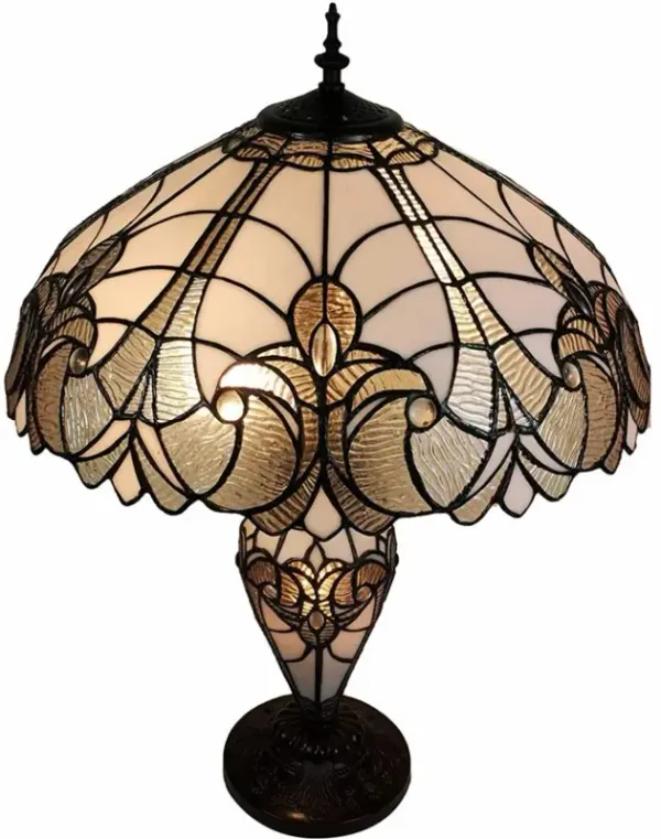 Hivvago 27" Dark Brown Metal Two Light Candlestick Table Lamp With Beige Shade