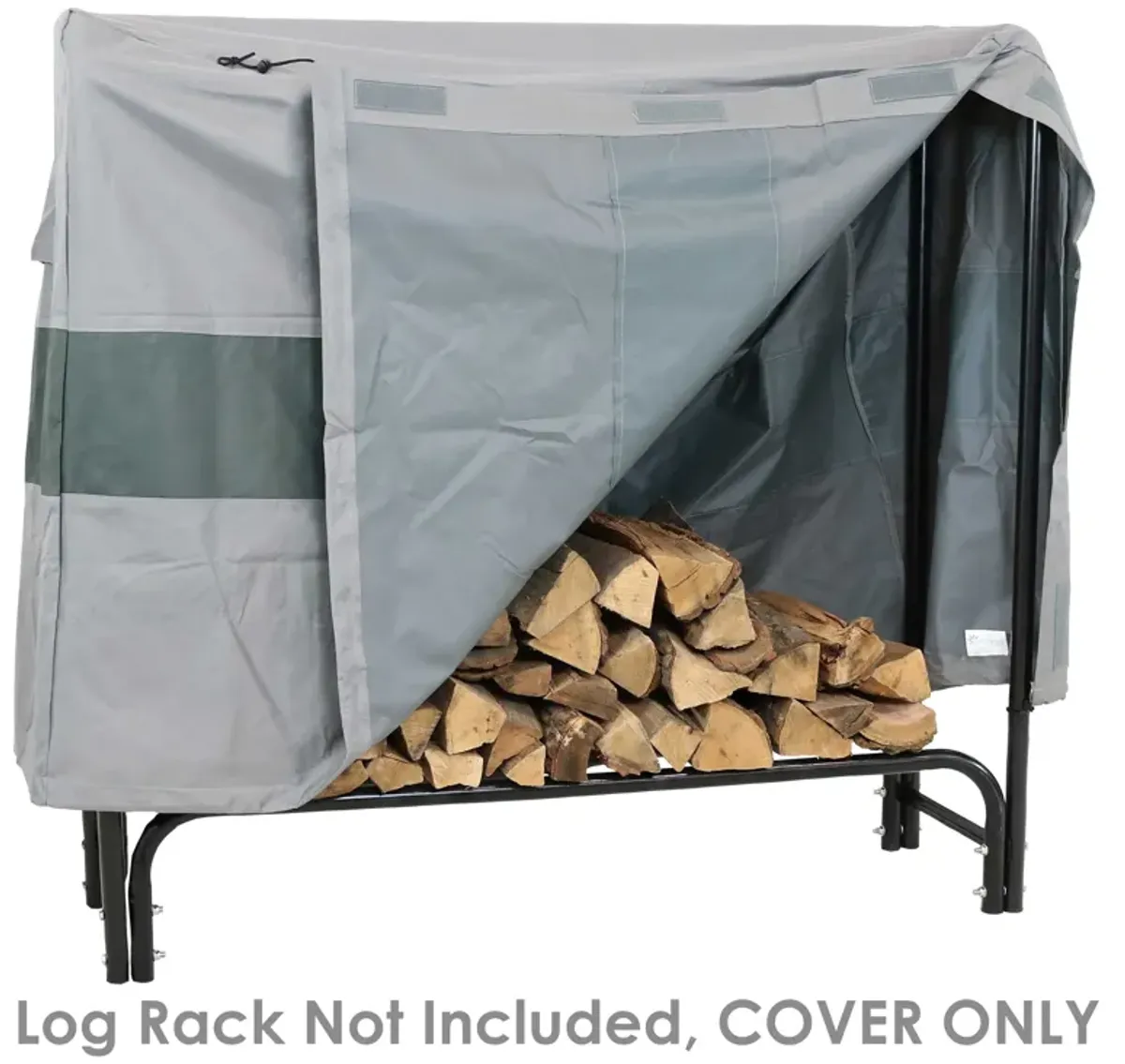 Sunnydaze 5 ft Heavy-Duty Polyester Firewood Log Rack Cover - Gray/Green