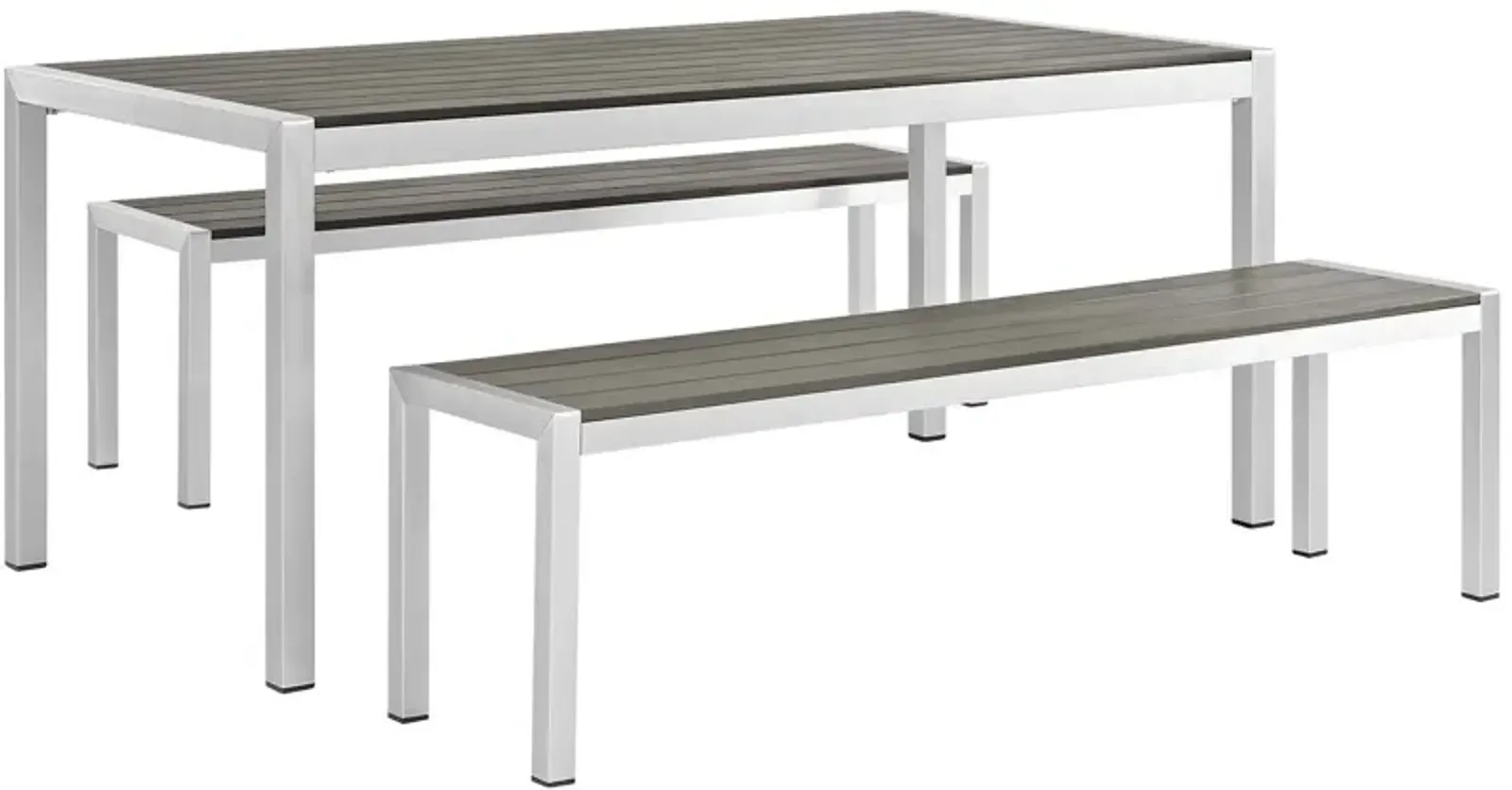 Shore 3 Piece Outdoor Patio Aluminum Dining Set-Benzara