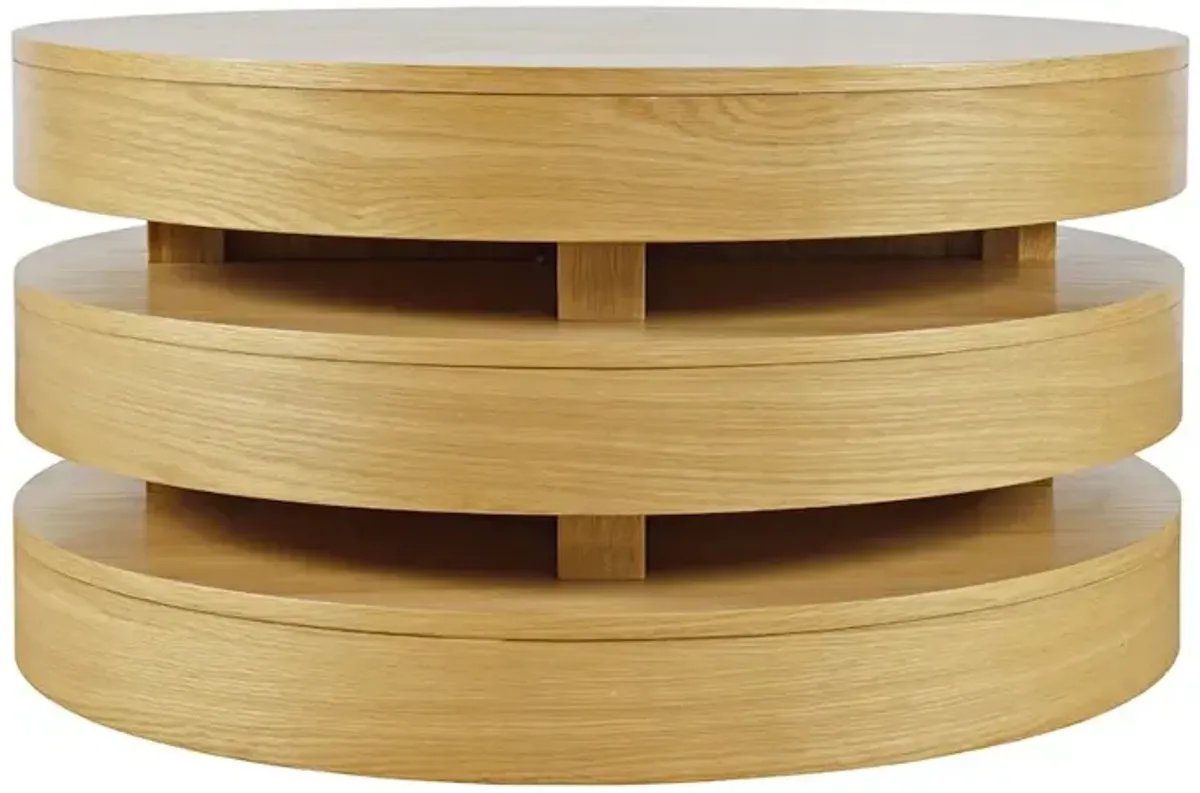 Jofran Brix Mid-Century Modern Floating Sculpture Round Layered Coffee Table