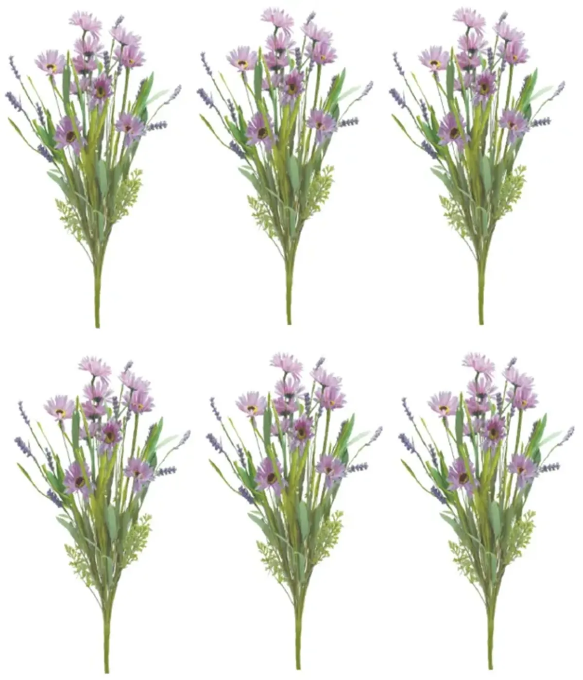 Mixed Daisy Artificial Flower Bush for Bright Home Décor and Floral Arrangements (Set of 6)