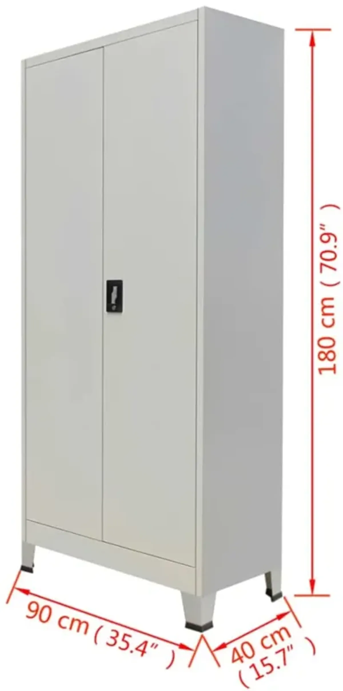 vidaXL Office Cabinet with 2 Doors Steel 35.4"x15.7"x70.9" Gray