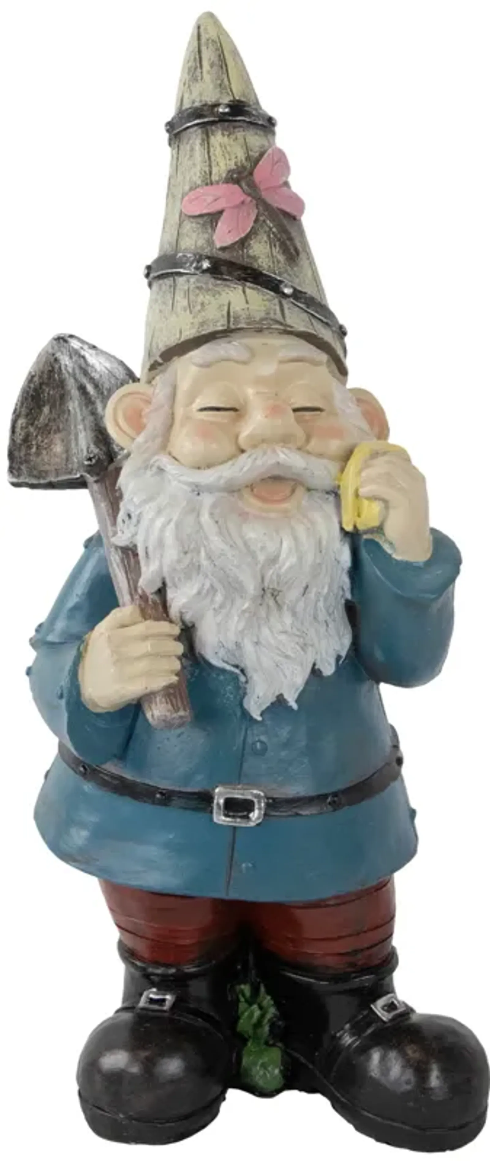 15.25" Gnome with Shovel Outdoor Garden Statue