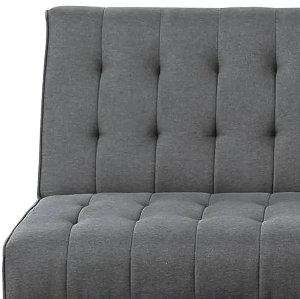 Ara 71 Inch Adjustable Futon Sofa Bed, Plush Cushioning, Tapered Legs, Gray - Benzara