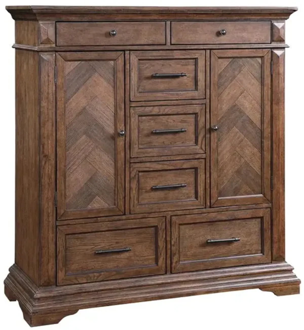 New Classic Furniture Furniture Mar Vista Solid Wood 6-Drawer Door Chest in Brushed Walnut