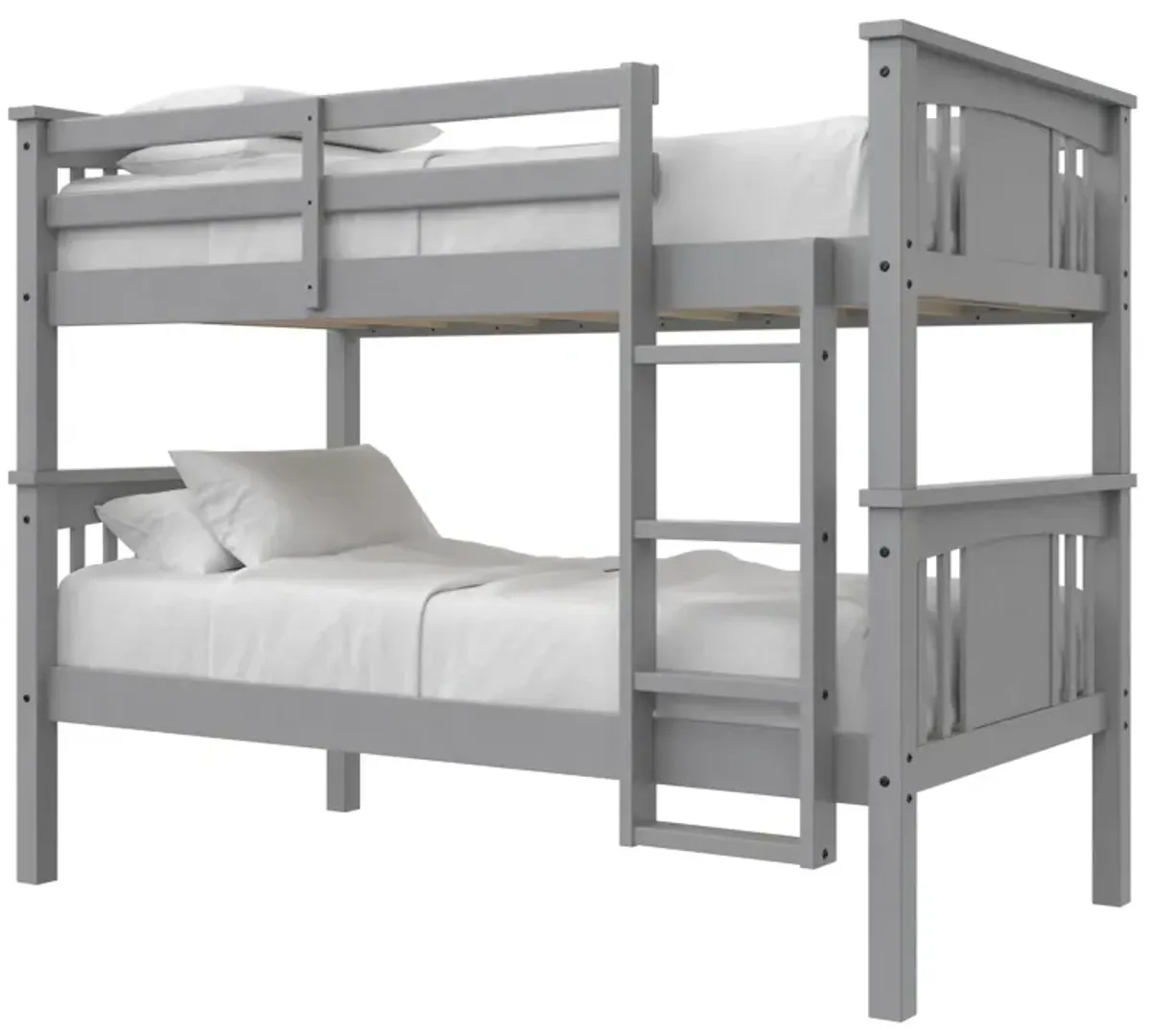 DHP Oakview Twin Over Twin Wooden Bunk Bed with Ladder and Safety Railings