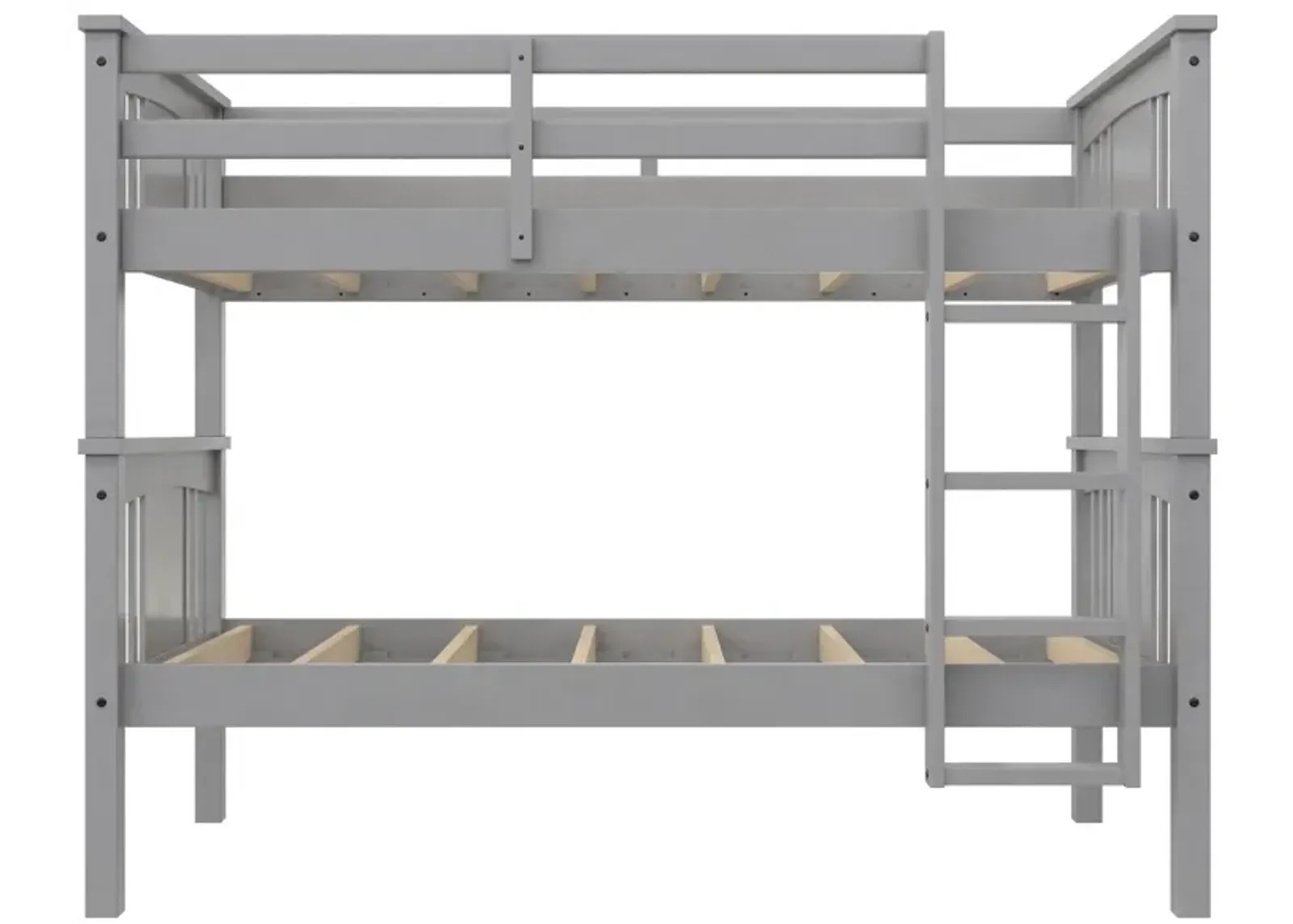 DHP Oakview Twin Over Twin Wooden Bunk Bed with Ladder and Safety Railings