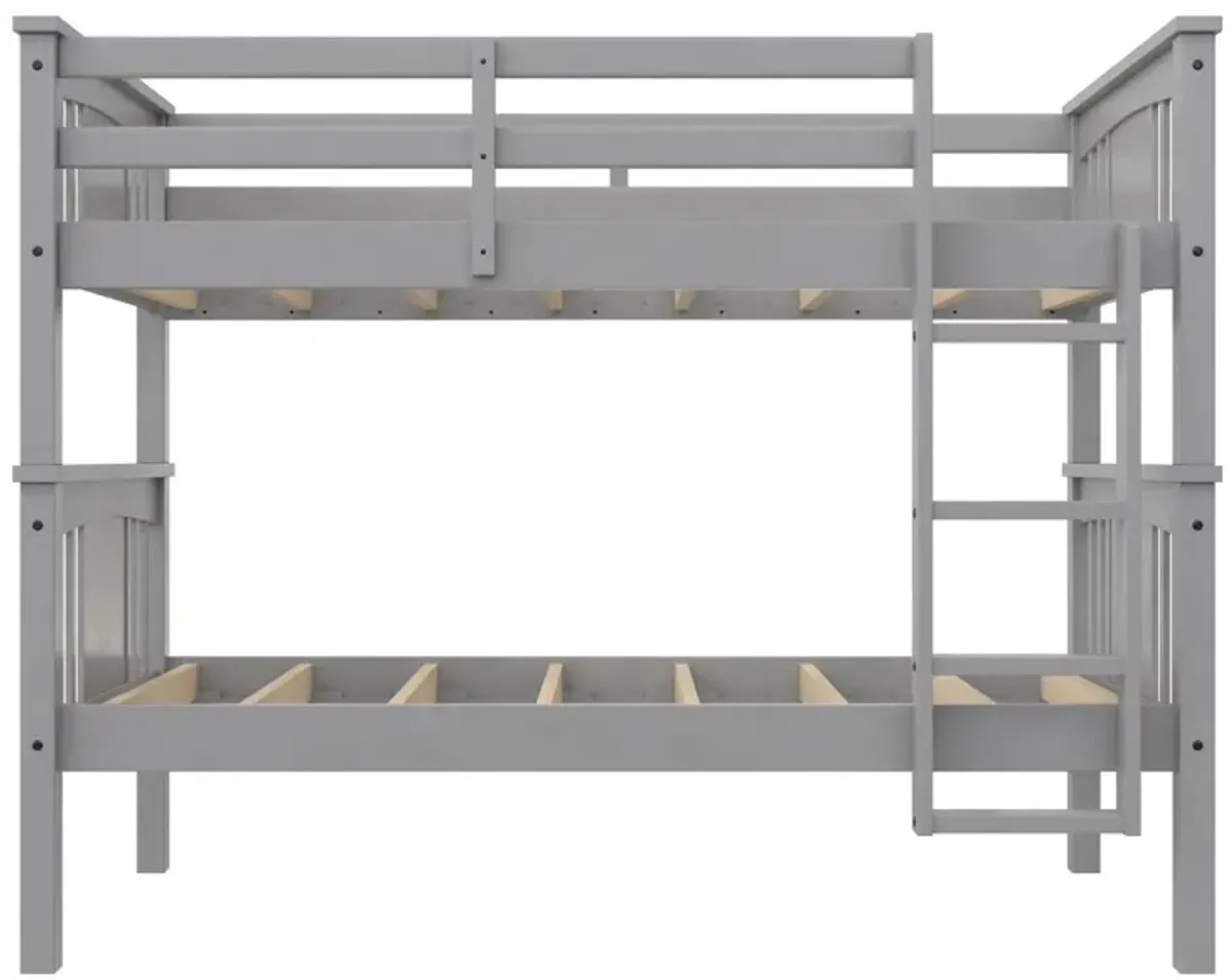 DHP Oakview Twin Over Twin Wooden Bunk Bed with Ladder and Safety Railings