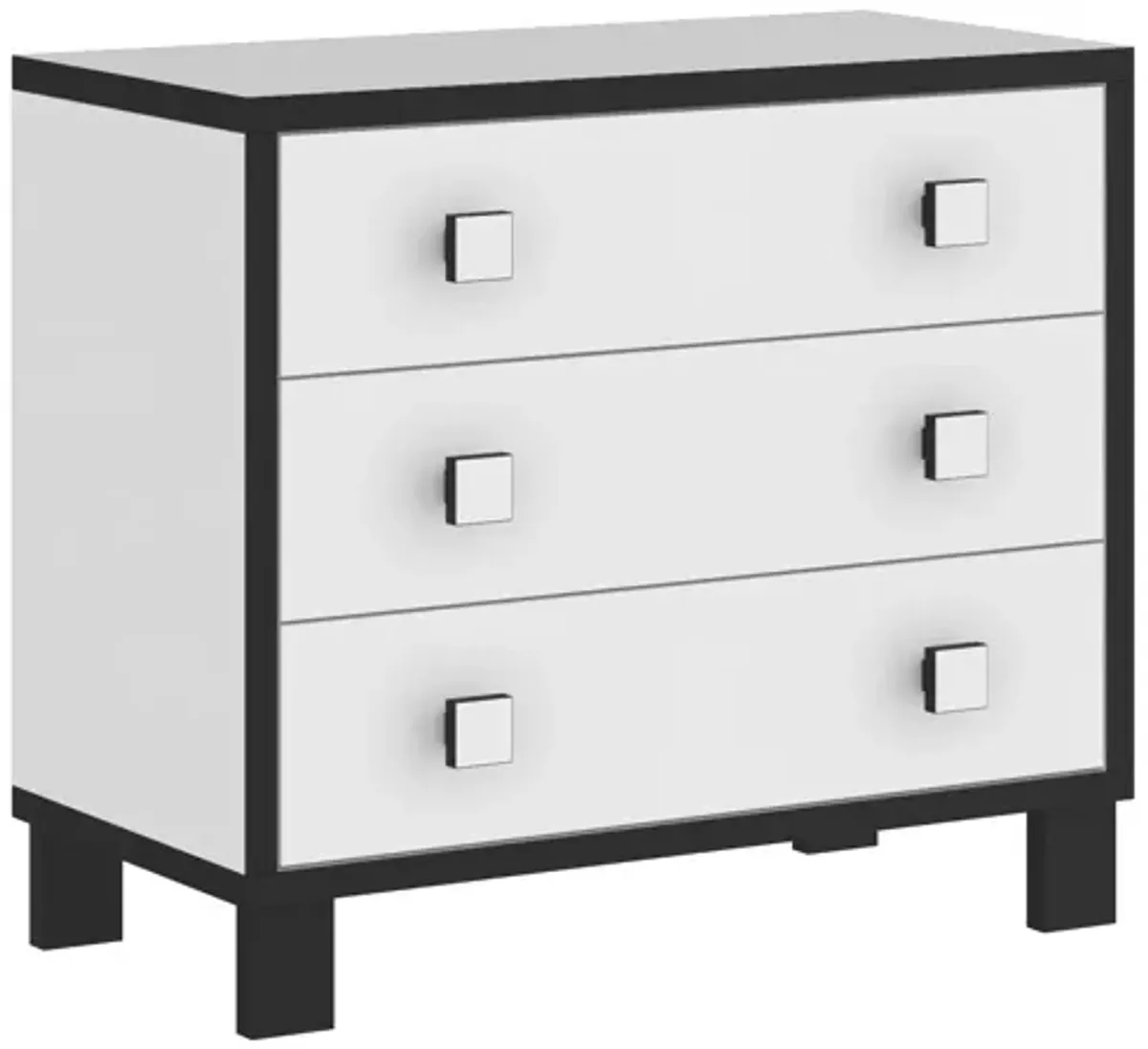 FUFU&GAGA 3-Drawer Modern Nightstand with Black and White Finish, Wooden Handles, and Spacious Storage (31.5" W x 15.6" D x 27.6" H)，White