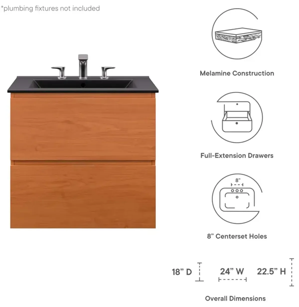 Scenic 24" Wall-Mount Bathroom Vanity