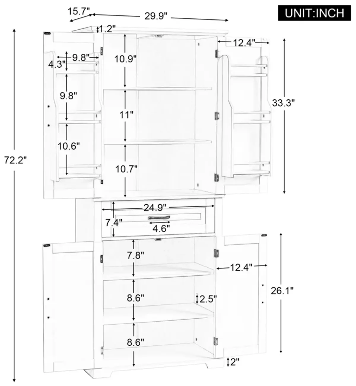 Merax Bathroom Storage Cabinet with Adjustable Shelf