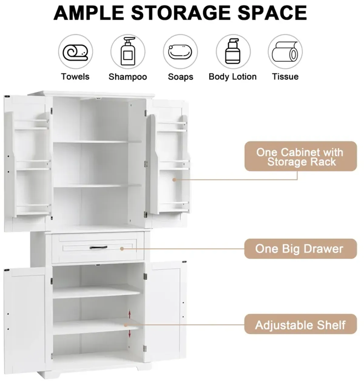 Merax Bathroom Storage Cabinet with Adjustable Shelf