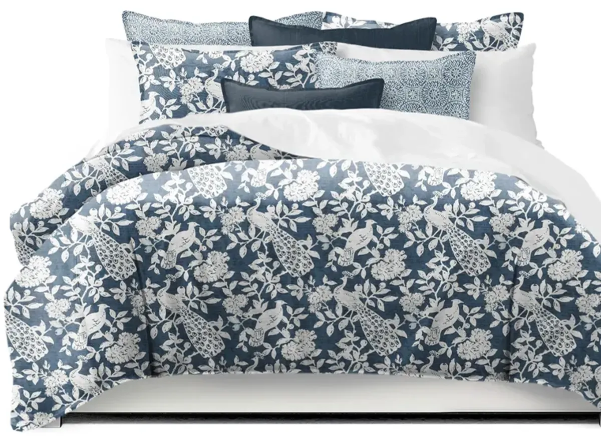 6ix Tailors Fine Linens Lark Navy Coverlet Set