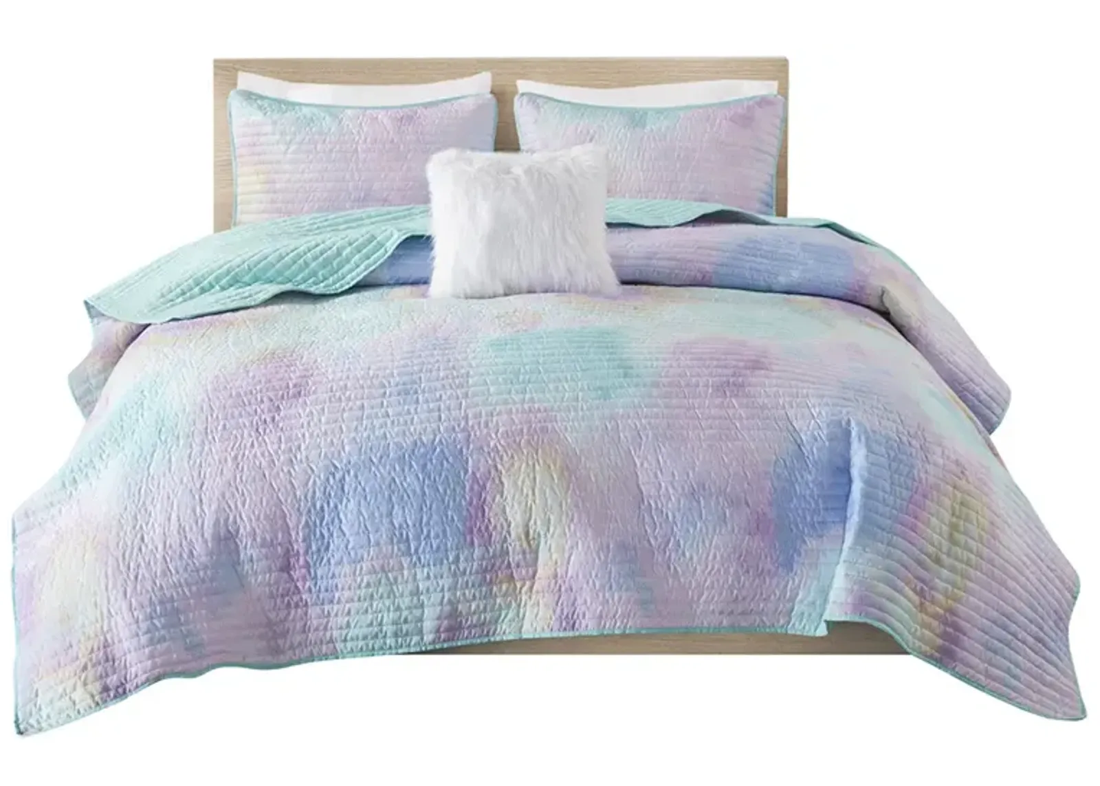 Gracie Mills Orion Dreamscape Watercolor Tie Dye Comforter Set with Cozy Throw Pillow