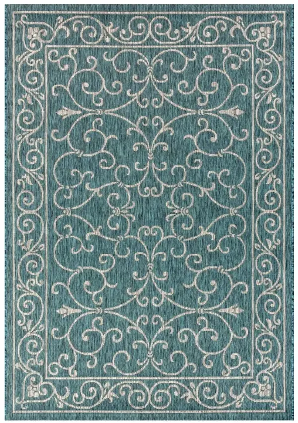 Charleston Vintage Filigree Textured Weave Indoor/Outdoor Area Rug