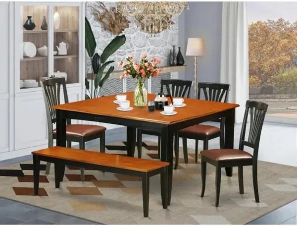 6-PC Dining room set with bench-Kitchen Tables and 4 Wooden Dining Chairs Plus bench