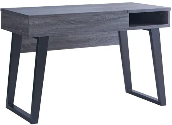 Distressed Grey & Black Home Office Computer Desk with Extendable Top