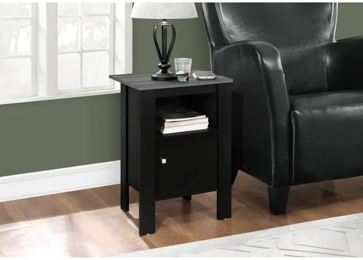 Monarch Specialties I 2134 Accent Table, Side, End, Nightstand, Lamp, Storage, Living Room, Bedroom, Laminate, Black, Grey, Transitional