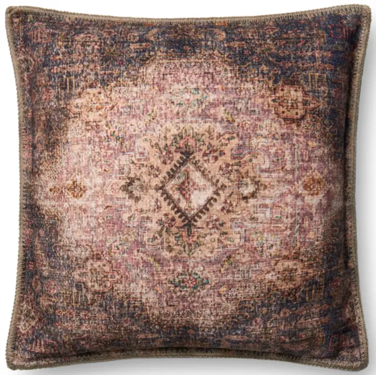 P0653 Beige/Multi 22"x22" Down Pillow