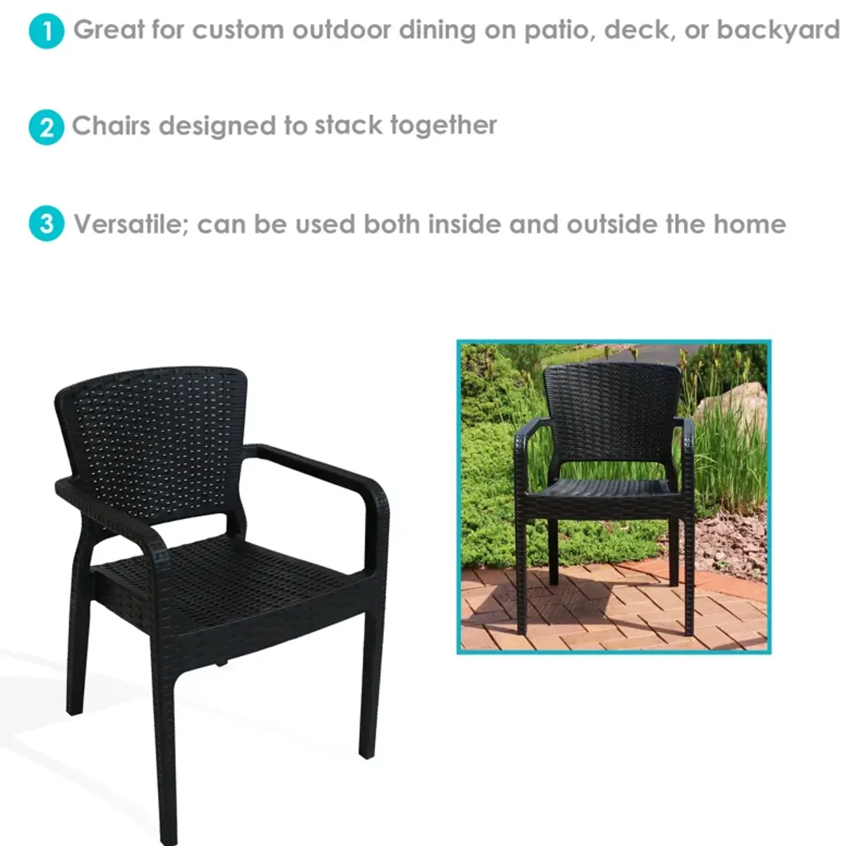 Sunnydaze Segonia Plastic Stackable Dining Armchair