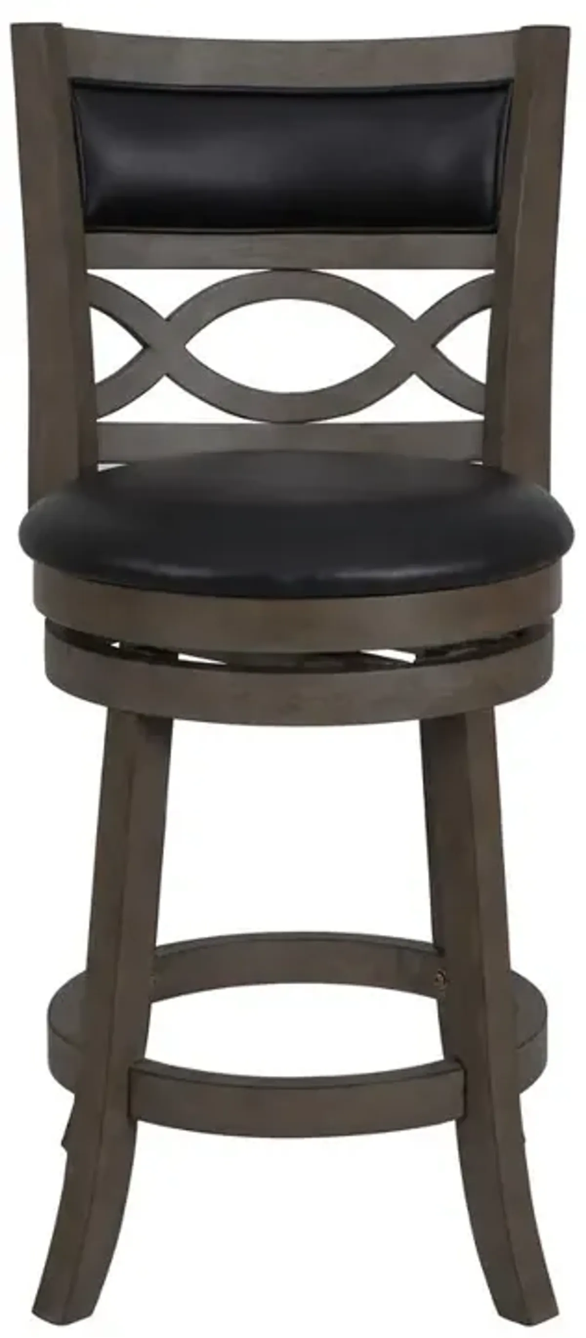 New Classic Furniture Manchester 24 Wood Counter Stool with Black PU Seat in Ant Gray