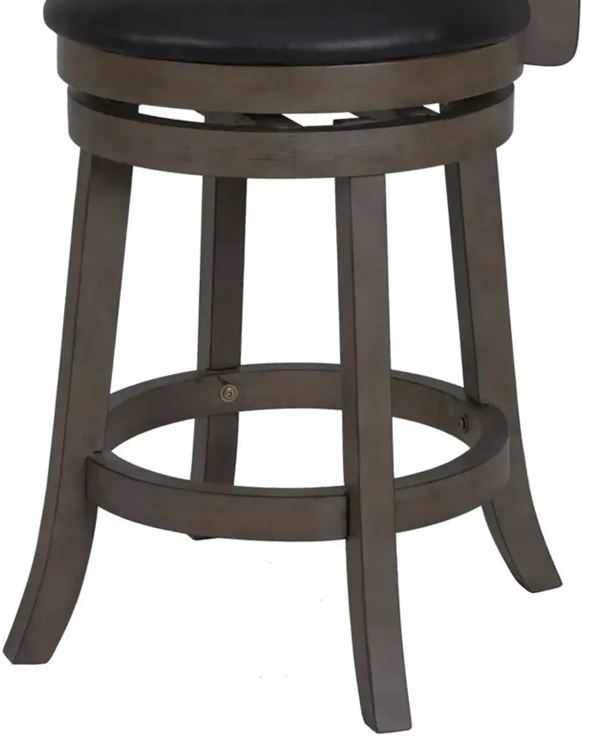 New Classic Furniture Manchester 24 Wood Counter Stool with Black PU Seat in Ant Gray