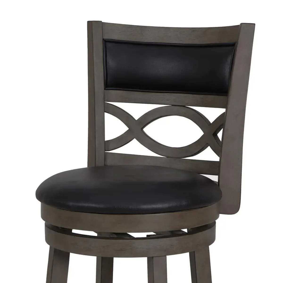 New Classic Furniture Manchester 24 Wood Counter Stool with Black PU Seat in Ant Gray