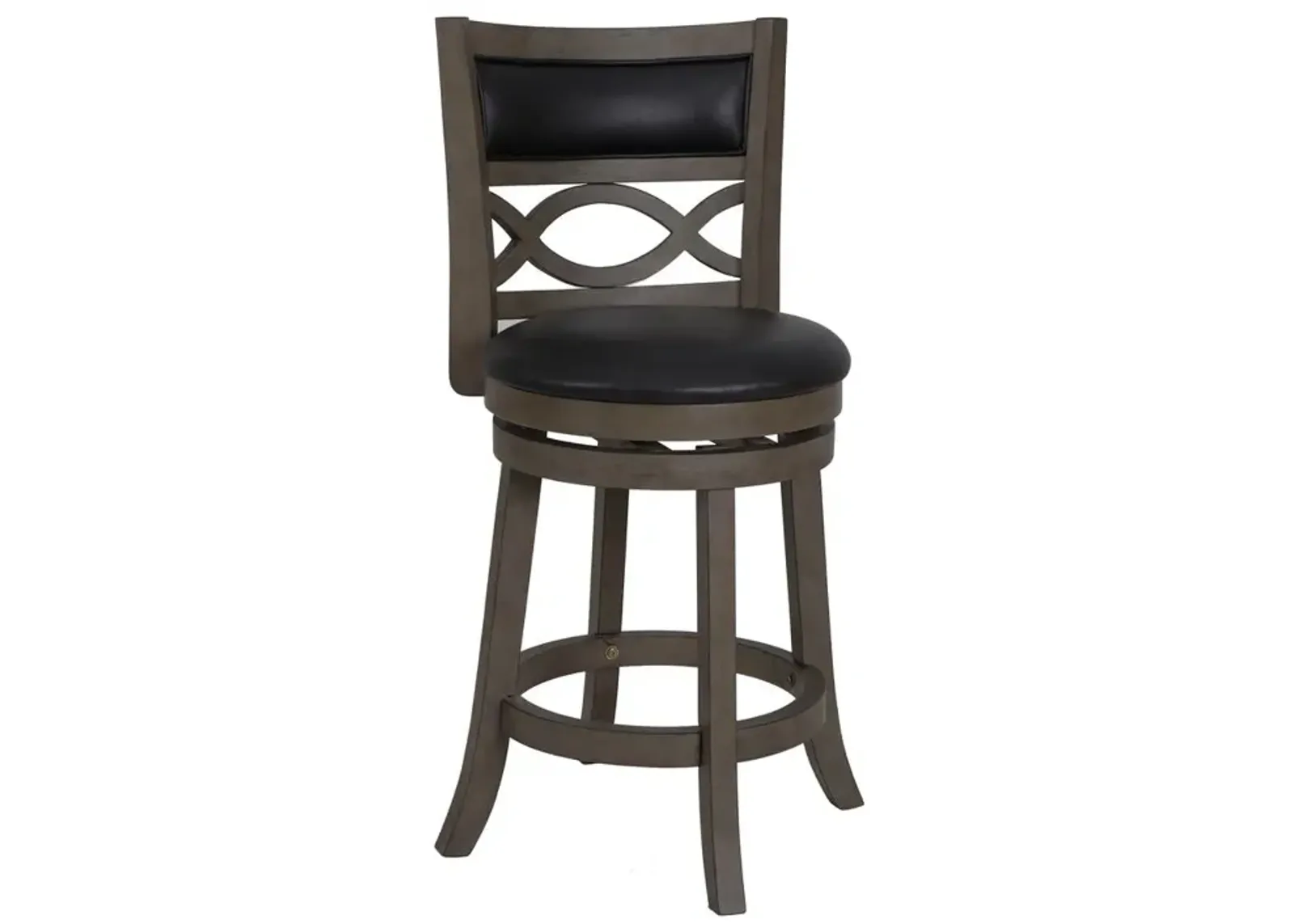 New Classic Furniture Manchester 24 Wood Counter Stool with Black PU Seat in Ant Gray