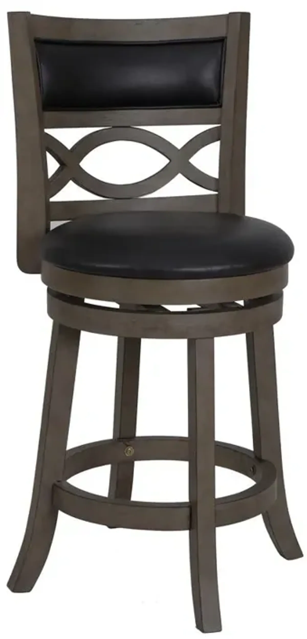 New Classic Furniture Manchester 24 Wood Counter Stool with Black PU Seat in Ant Gray