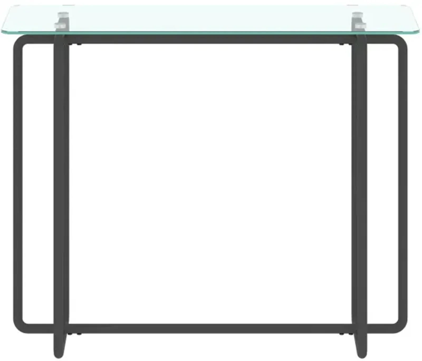 Console Table Single Layer Tempered Glass Rectangular Porch Table with Black Legs Double Tempered Glass Tea Table