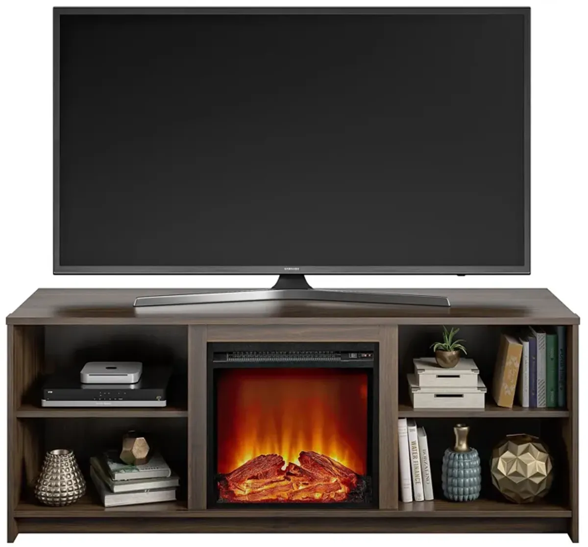 Ameriwood Home Courtland Electric Fireplace Space Heater TV Stand for TVs up to 65"