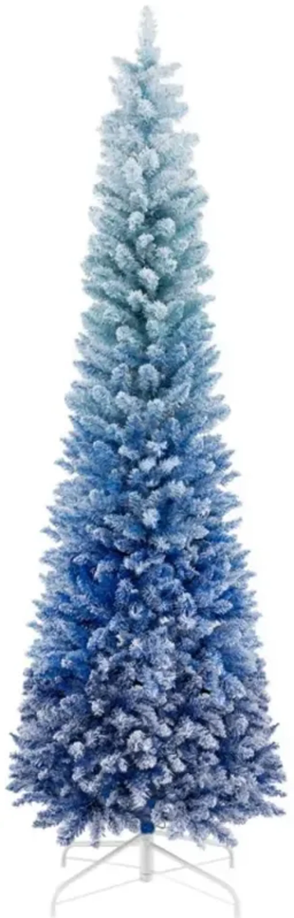 Hivvago 7 Feet Blue Gradient Snow Flocked Artificial Christmas Tree