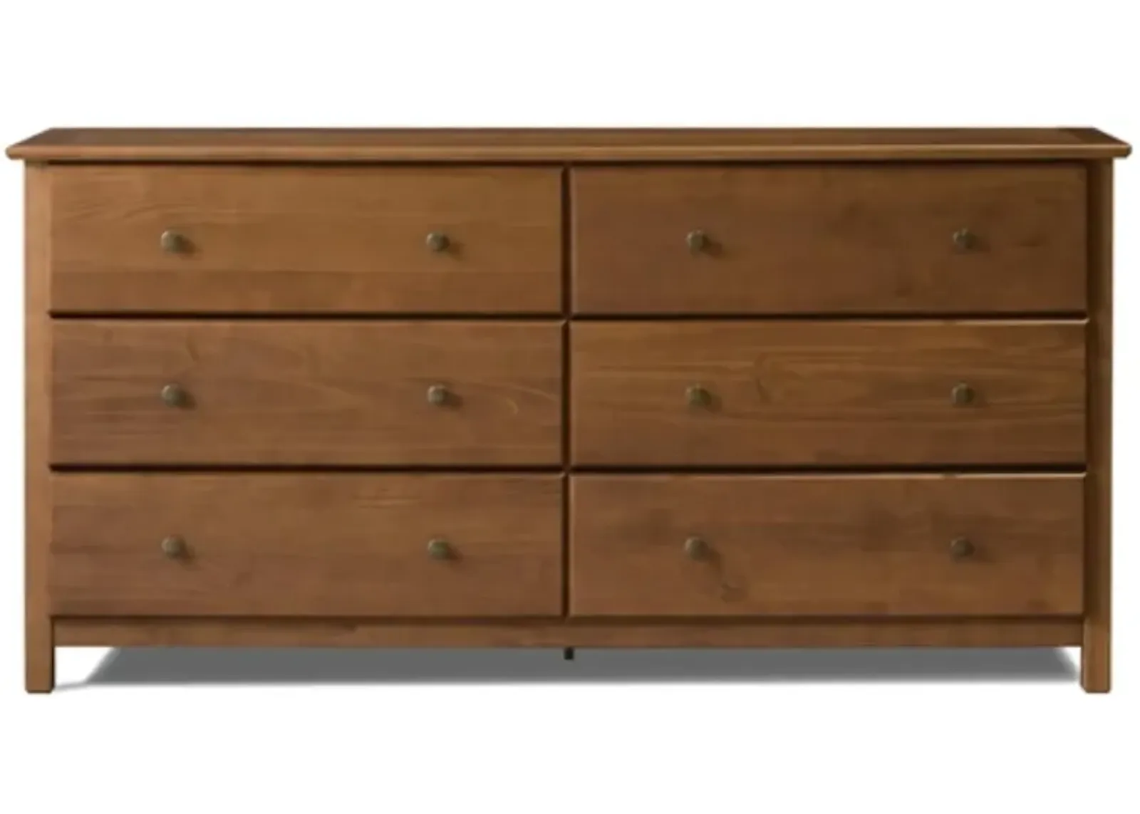 Farm house Solid Pine Wood 6 Drawer Dresser in Walnut Finish