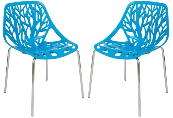 LeisureMod Modern Asbury Dining Chair w/ Chromed Legs, Set of 2