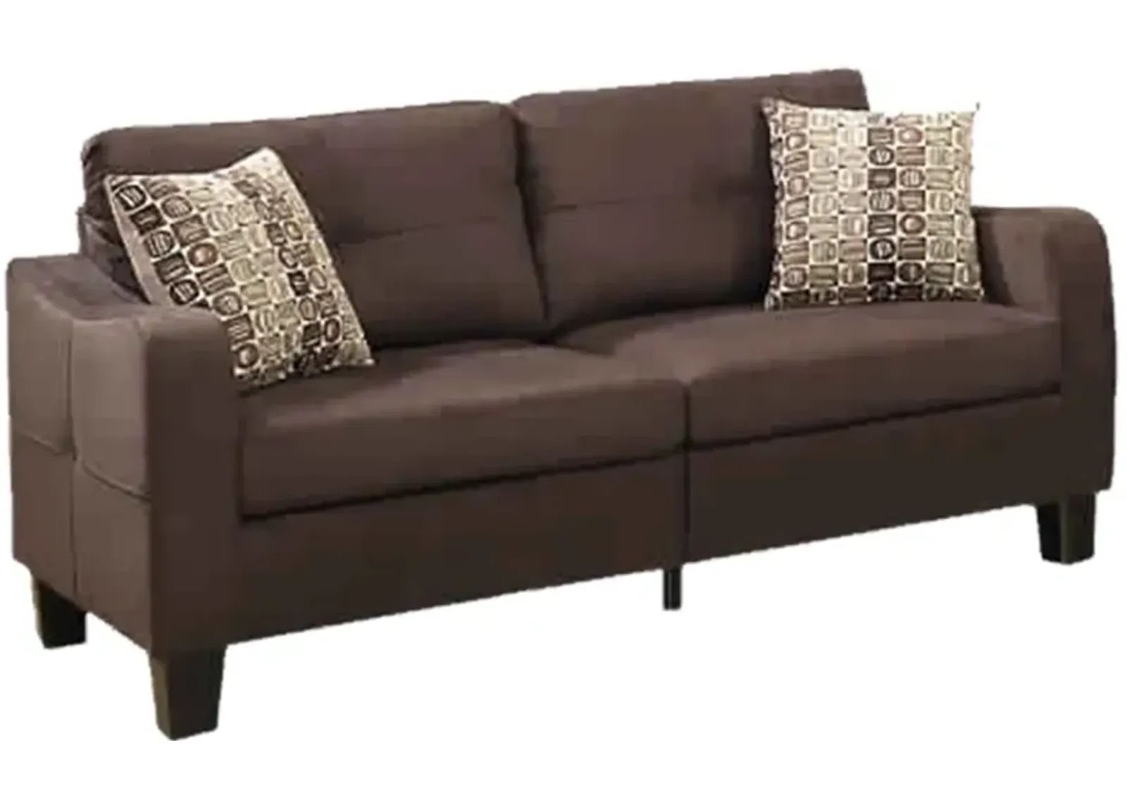 Polyfiber 2 Pieces Sofa Set With Accent Pillows Brown - Benzara