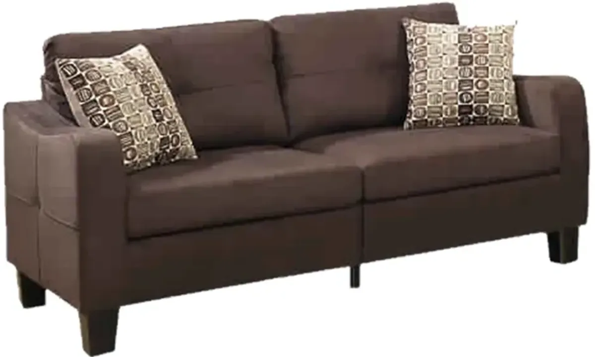 Polyfiber 2 Pieces Sofa Set With Accent Pillows Brown - Benzara