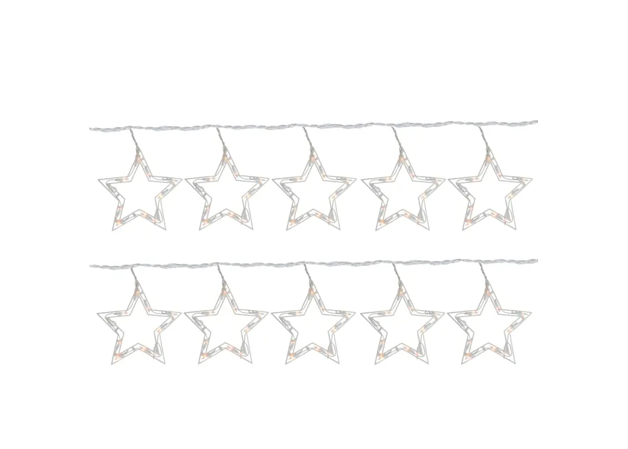 100 Count Clear Twinkling Star Icicle Christmas Lights  13.5 ft White Wire